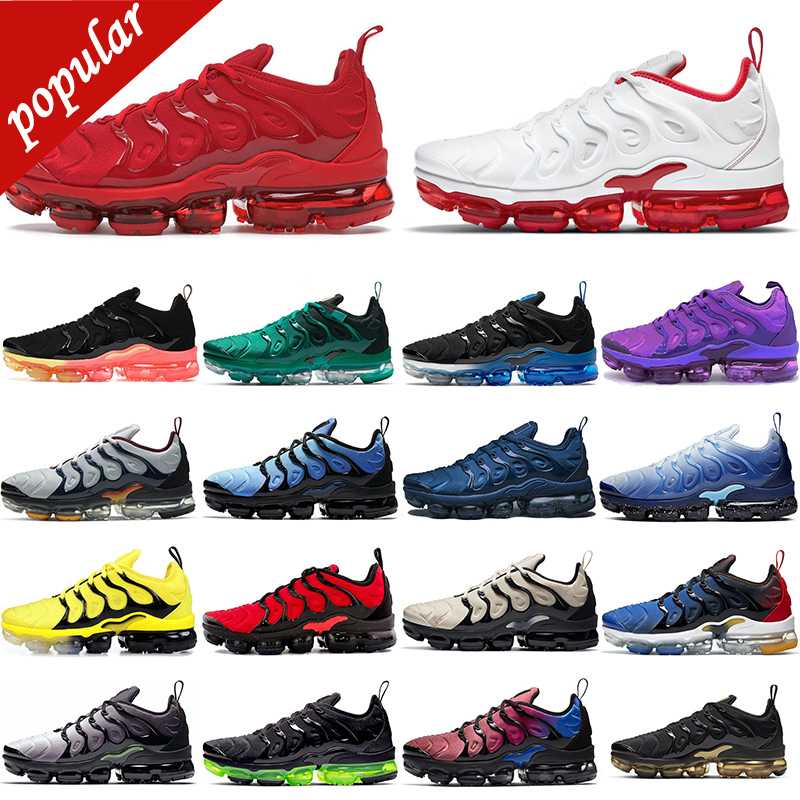 

wholesale tn plus running shoes for men women Triple Black White Cherry Fresh Atlanta Hyper Blue54 Bred Pure Platinum mens trainers sport, Triple white
