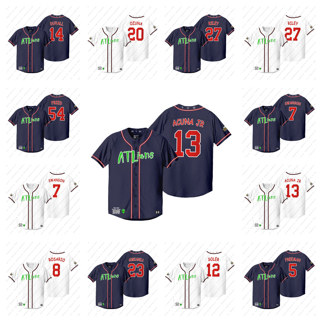 

25th Anniversary Outkast Atliens Ronald Acuna Jr. Jersey Jorge Soler Joc Pederson Max Fried Ozzie Albies Freddie Freeman Dansby Swanson Marc, Black