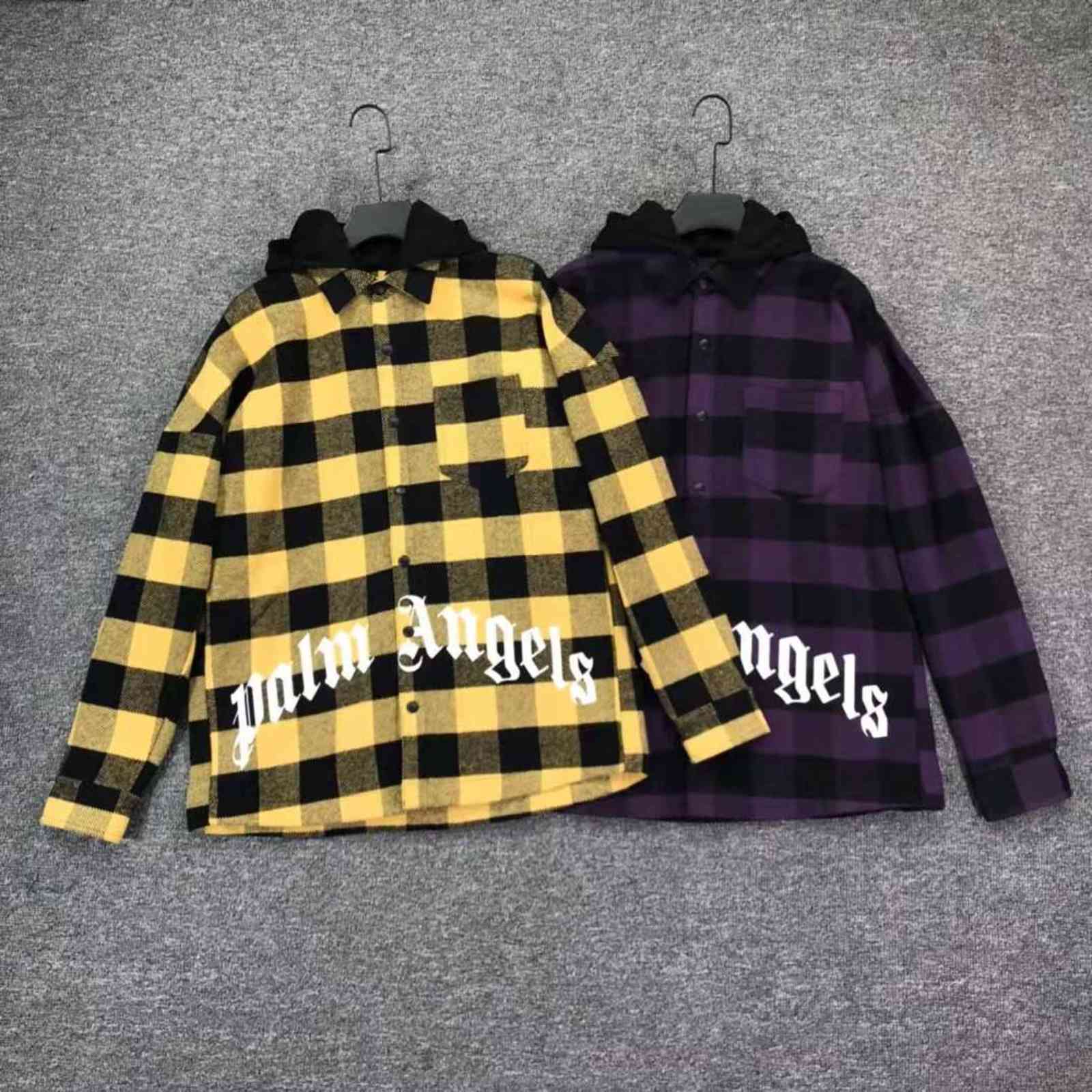 

Palm autumn winter new Palms/Angels Wool Plaid Hooded Shirt casual coat Unisex, Huang ge