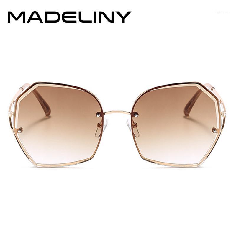 

Sunglasses MADELINY Fashion Polygon Alloy Wrap Women Vintage Gradient Brand Design Sun Glasses Female Oversized Goggles MA859