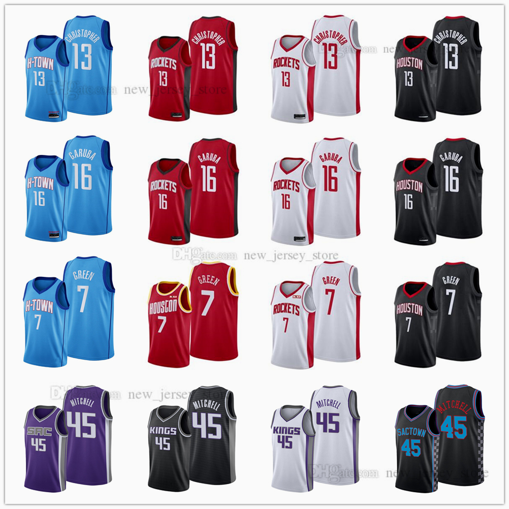 

Fast Send 2021 Draft Pick Basketball 45 Davion Mitchell Jerseys Printed 7 Jalen Green 13 Josh Christopher 16 Usman Garuba Blue White Red Black Jersey