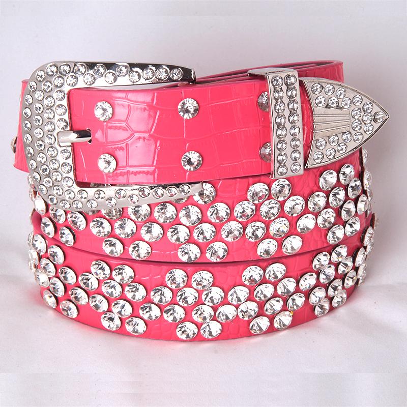 

Belts Fashion Rhinestones Luxury Women's Belt 115cm Long PU Leather Wide Waist Solid Color Shiny Crystal Female Jeans Strap, Black;brown