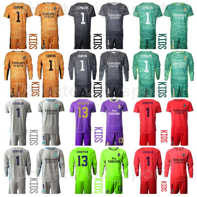 

Kids Real Madrid Goalkeeper Youth Iker Casillas Jersey Goalie Set Long Sleeve 1 Keylor Navas Paco Buyo Thibaut Courtois Children Football Shirt Kits Uniform Sport, Kids green