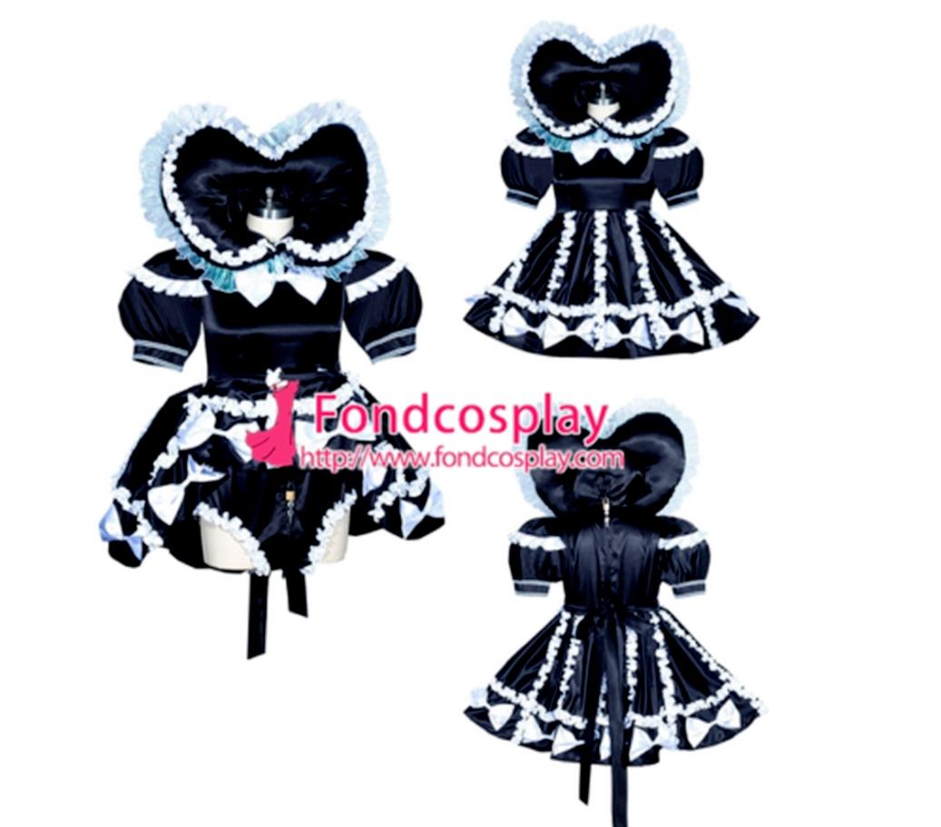 

Sissy maid Satin dress lockable Uniform cosplay costume, Photo color