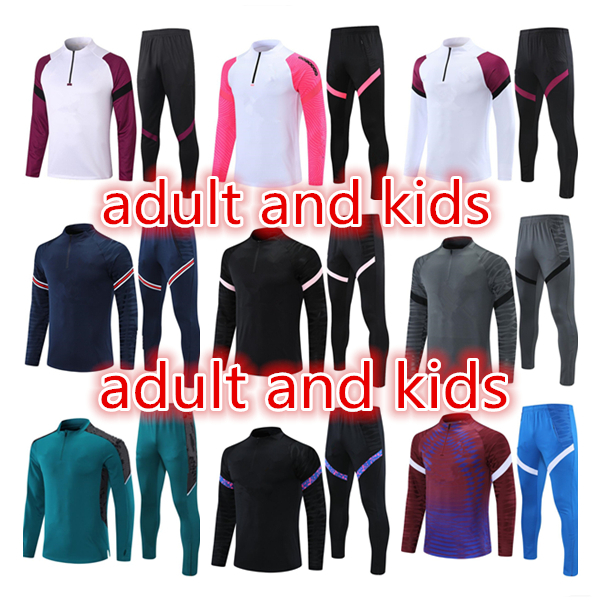 

2021 Men and kids football training suit MBAPPE tracksuit soccer Survetement Maillots de Foot Enfants Chandal Kit, 18