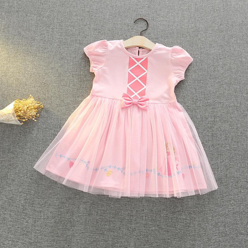 

Girl's Dresses 2-6 Years Princess Aurora Cosplay Dress Girls Summer A-line Cotton Kids Cartoon Costume Children Christmas Clothing, Pink