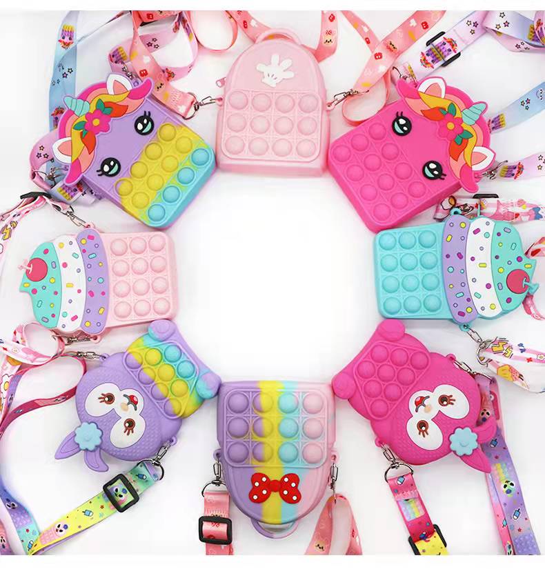 

DHL Fidget Toys Sensory Fashion Bag kid Push Bubble Rainbow Anti Stress Educational Children And Adults Decompression Toy Easter gift