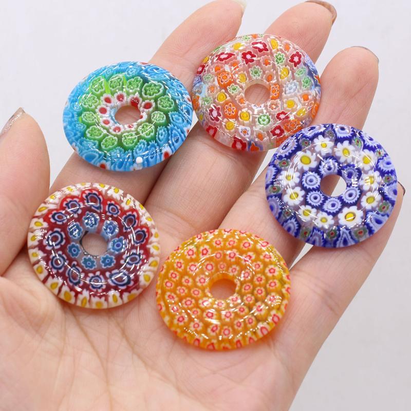 

Charms Natural Stone Pendant Macroporous Beads Coloured Glaze Circular Peace Buckle DIY Jewelry Making Necklace Earrings Bracelet Gift, Bronze;silver