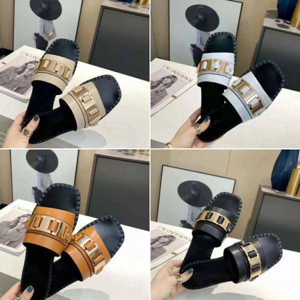 

fashion designer summer classic woman sandals slippers shoe beach indoorcasual shoes flat slide with box dust bag size 35-40, Black