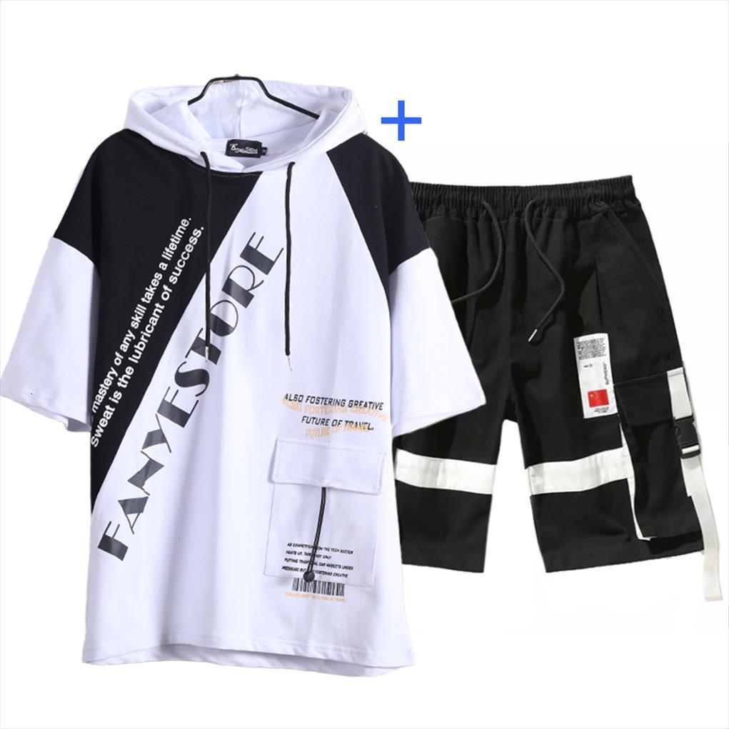 

sets korean fashion clothing jogging mens tracksuits hooded casual streetwear 2 piece sports suit, Gray