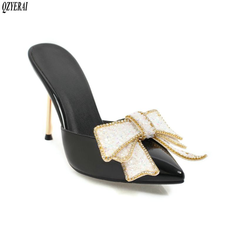 

Slippers Spring/summer Women's Patent Leather 9cm Metal Heel Sexy Party Shoes Size 34-43, Black