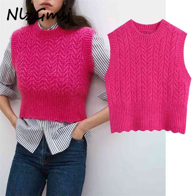

Sweater Women Spring V-Neck Sleeveless Knitted Tops Solid Loose Pullover Office lady 210628, As picture