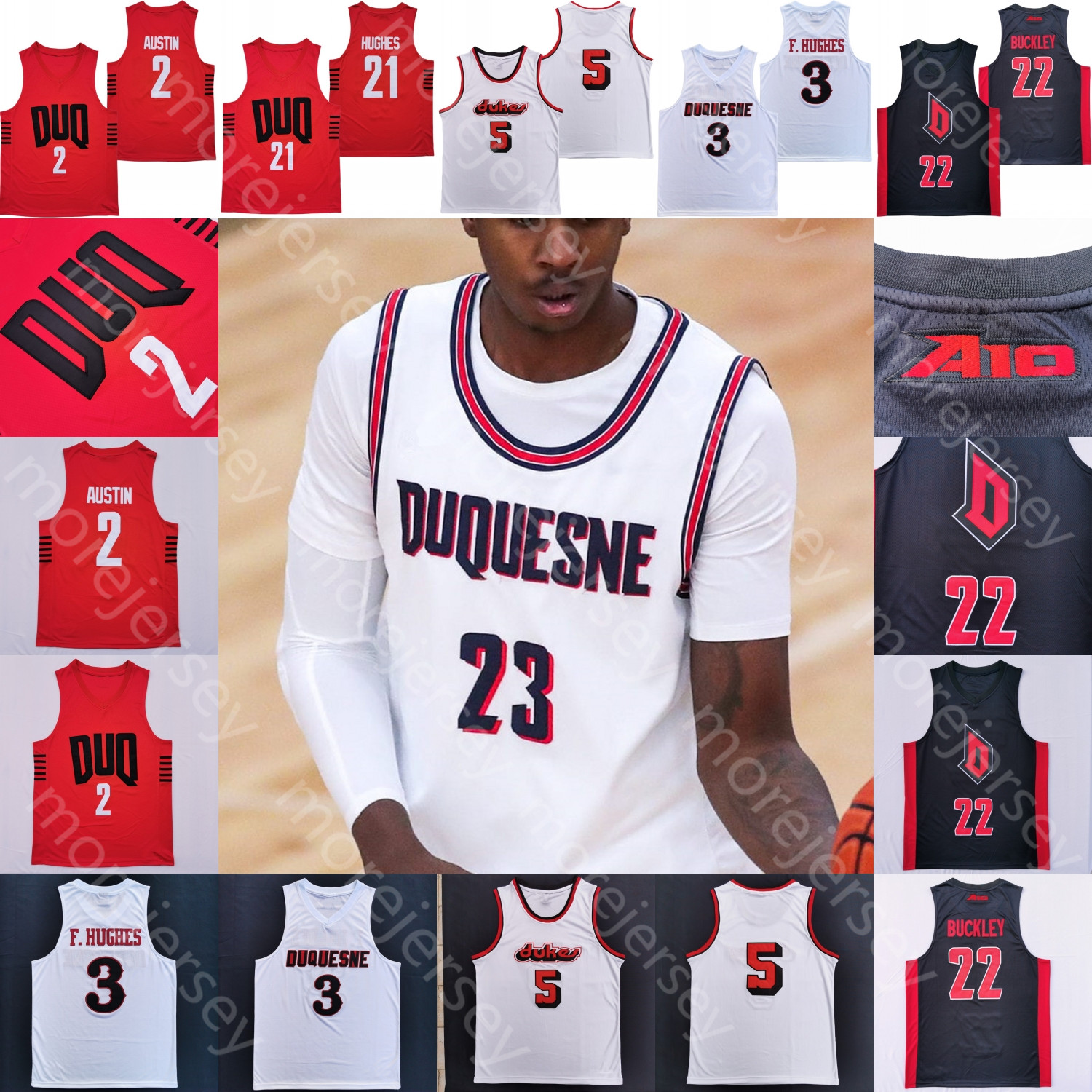 

2022 Duquesne Basketball Jersey NCAA College Nixon Kevin Easley Tre Williams Amir Spears Leon Ayers III Toby Okani Tyson Acuff Andy Barba Bekelja, Red