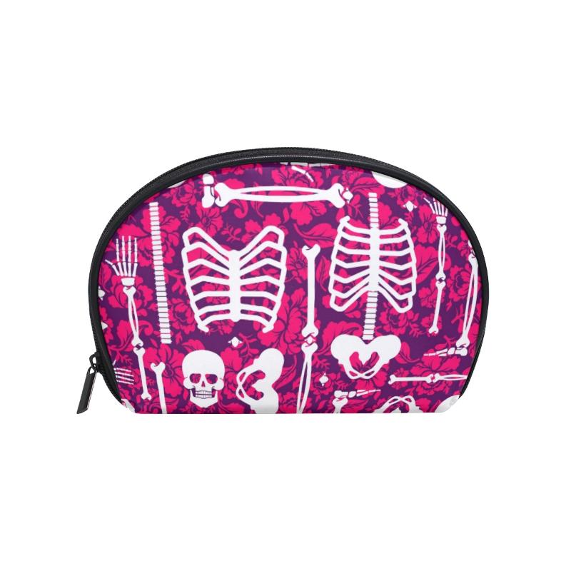 

FengJu Multifuncition Shell Cosmetic Bag Purse Half Moon Hanging Travel Toiletry Pouch For Girls Woman Cute Skull Bags & Cases