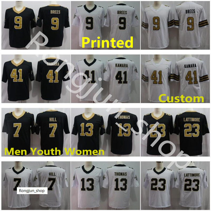 

Top Printed New Orleans Mens Youth Women Football Drew Brees Marshon Lattimore Alvin Kamara Taysom Hill Michael Thomas Saint jerseys Size S-5XL