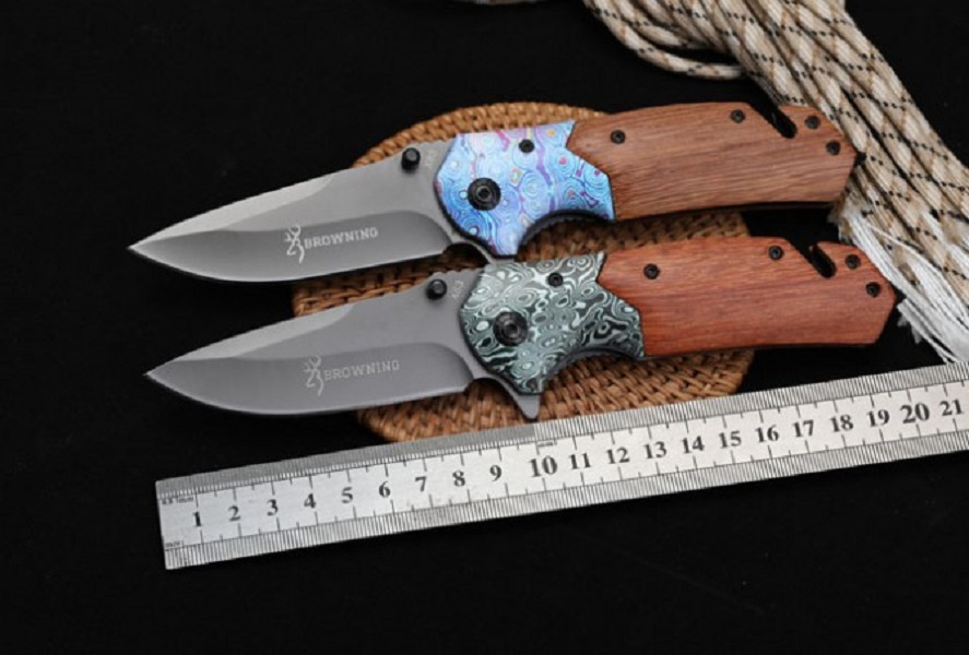 

Browning X83 Tactical Folding Knife Wood Handle Fast Open Titanium Blade Outdoor Hiking Camping Hunting Survival Pocket Rescue Utility EDC Tools