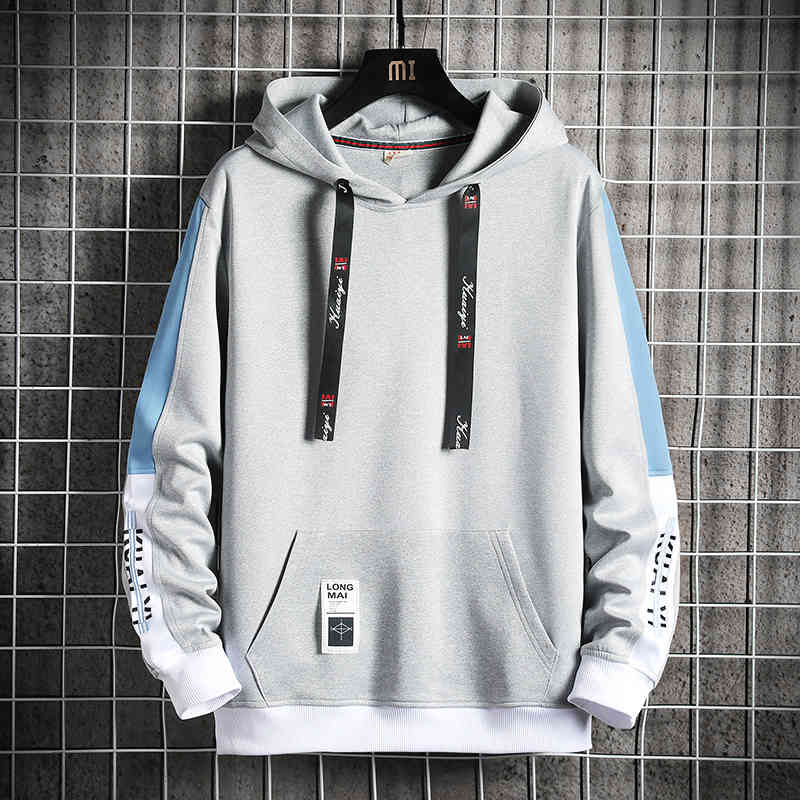

Long Sve Harajuku Sweatshirts 2021 New Fashion 5 Colors Hoodie 's Tops Casual O-Neck Sweatshirt for Young Men Clothing, Black
