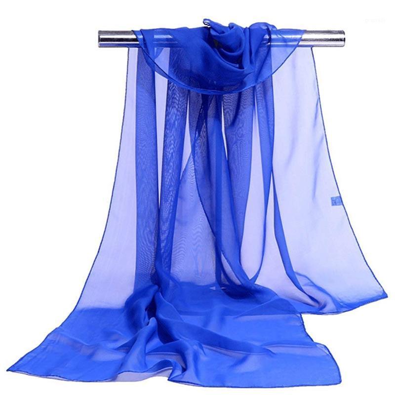 

Scarves Women's Scarf Long Solid Color Chiffon Shawl Wrap Beach Soft Sun Protection Dark Blue, Blue;gray