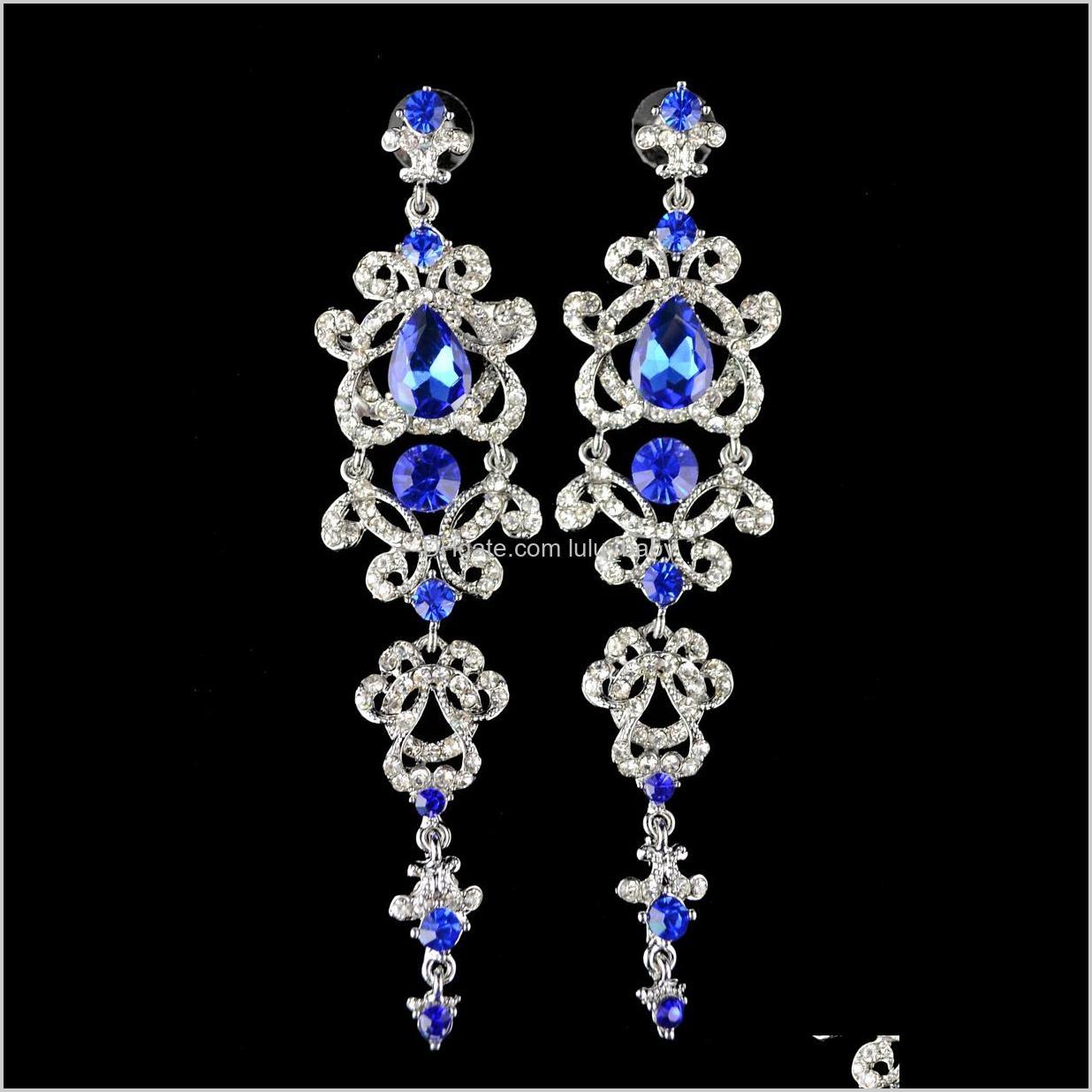 

European Style Silver Plated Alloy Crystal Rhinestone Dangle Earrings Wny4V Charm Glvtk