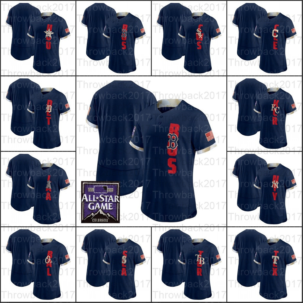 

Custom 2021 All Star Game Navy Flexbase Baseball Jersey Double Stitched Embroidery Men Women Youth Jerseys, Blue;black