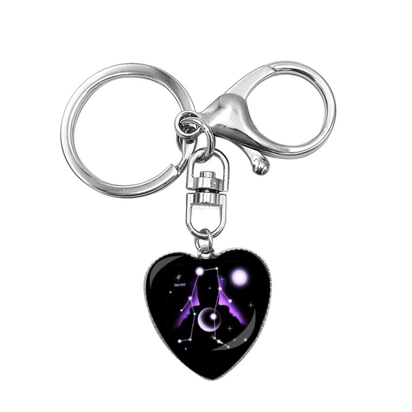 

constell heart key rings Horoscope Sign charm keychain holders bag hangs for women men fashion jewelry will and sandy