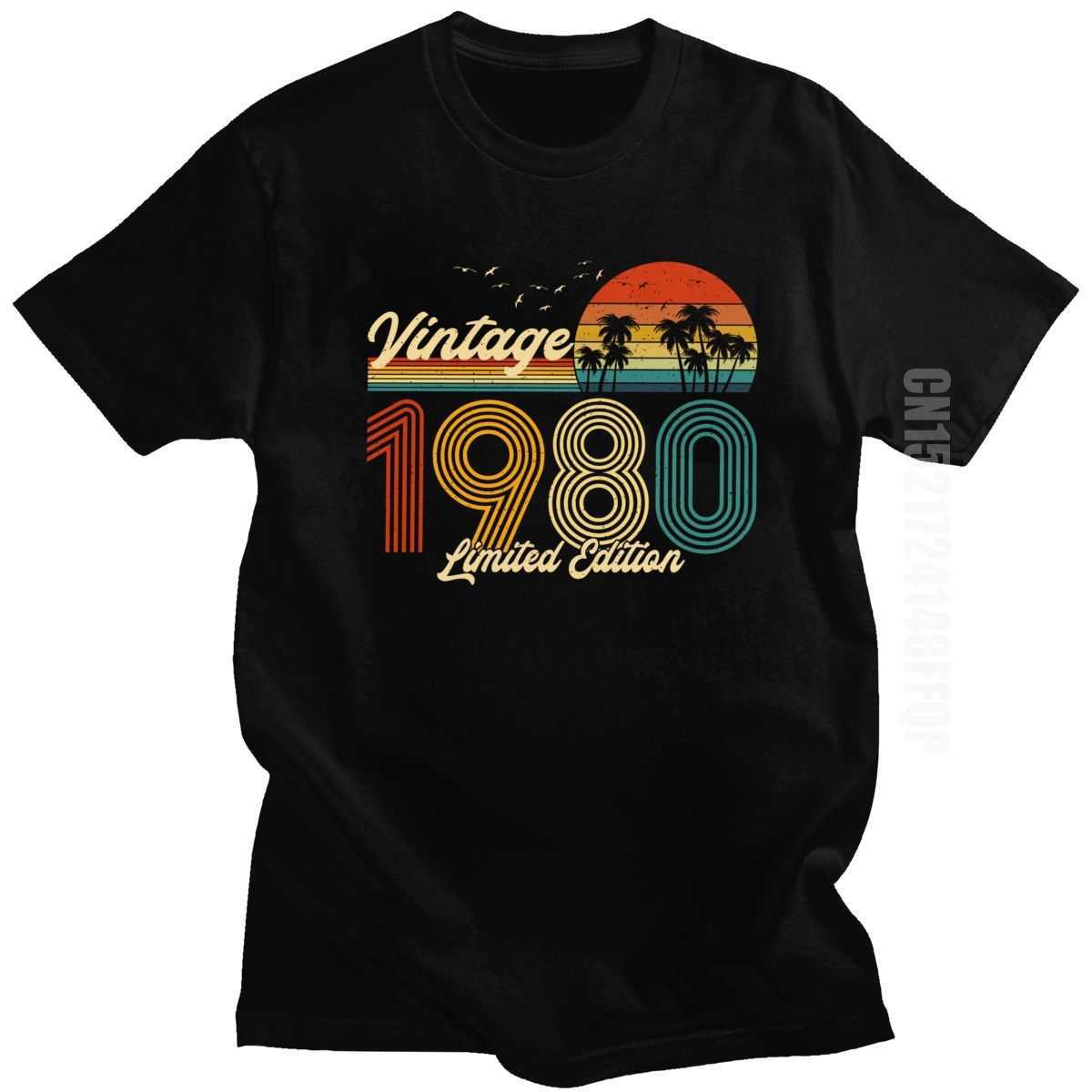 

Vintage 1980 Limited Edition T-Shirt Men Graphic Tops Tees 40 Years Old 40th Birthday Gift T Shirt 100% Cotton Tshirt Clothing 210629, White