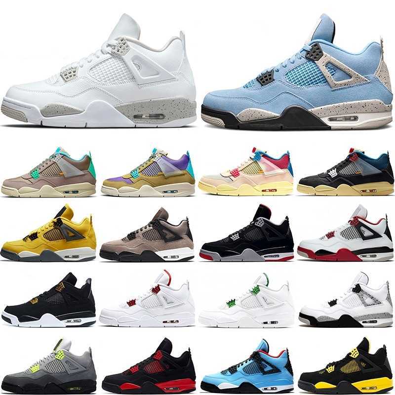 

Jumpman 4 JORDÁN Basketball Shoes 4s Men White Oreo University Military Blue Thunder Cactus Jack Shimmer Mens Sports Trainers Sneakers Size, #18 white cement