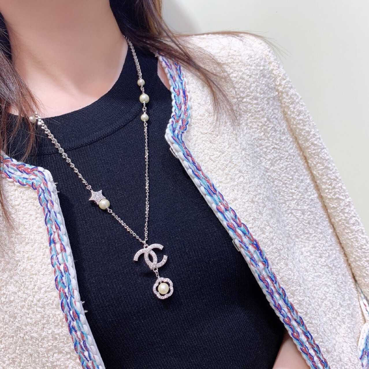 

02CO 70%OFF New style diamond studded star Pearl Flower women's net red with personalized Pendant Necklace MAIC, Silver