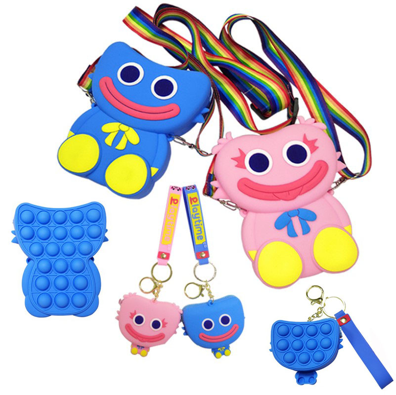 

Huggy Wuggy Fidget Toy Poppy Playtime Sensory coin purse kid Cartoon Push Bubble Rainbow Anti Stress Children And Adults Decompression Toy single shoulder bag