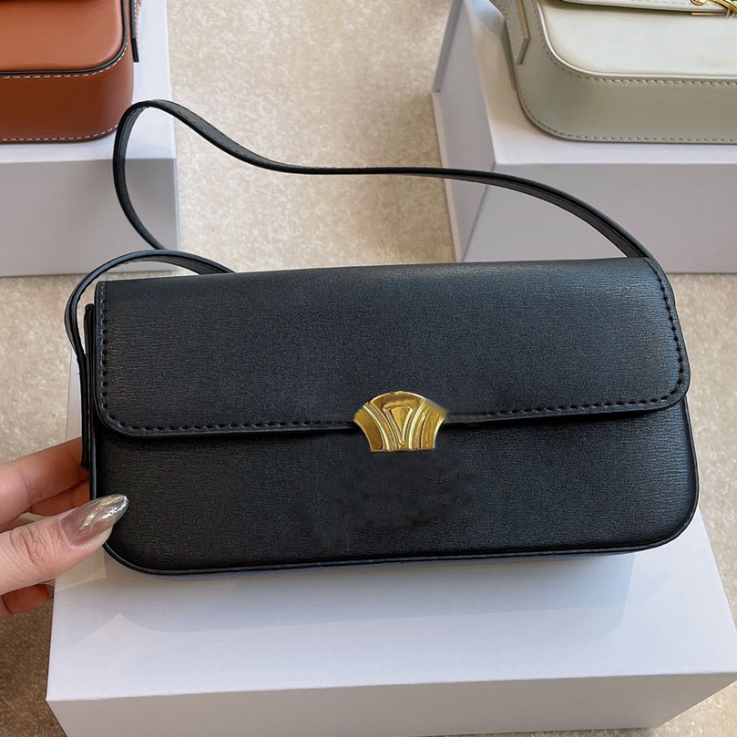 

Triomphe Women Leather Bag Top Quality Chain Shoulder Bags Designer Handbag with Dust Bag Gift Box, Brown(20*10*4cm)