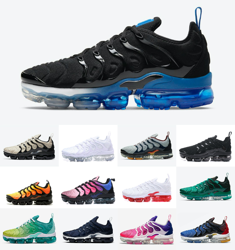 

TN Plus Men Running Shoes Vapormax Knicks Black Bubblegum Yolk Cherry All Red Cool Grey Neon Olive Pure Platinum USA Dark Blue Mens Womens Outdoor Trainer Sneaker 36-47, C035