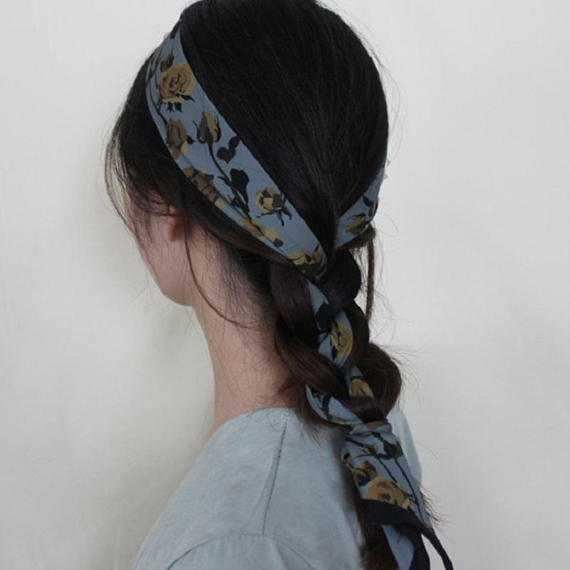 

Hair Accessories Rose Headband Long Retro Blue Avocado Green Ladies Scarf