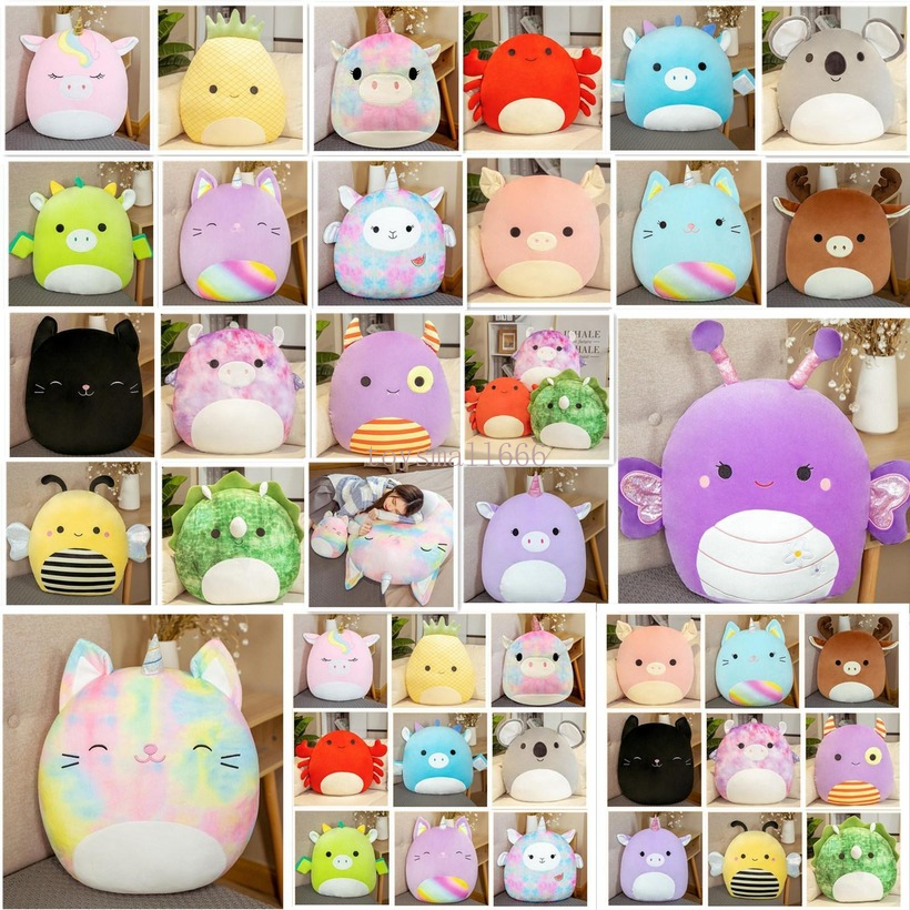 

25-40cm Squishmallow dolls Twenty styles Gummy colorful doll unicorn cat pig bee dinosaur pillow plush toy Christmas gift, Multicolor