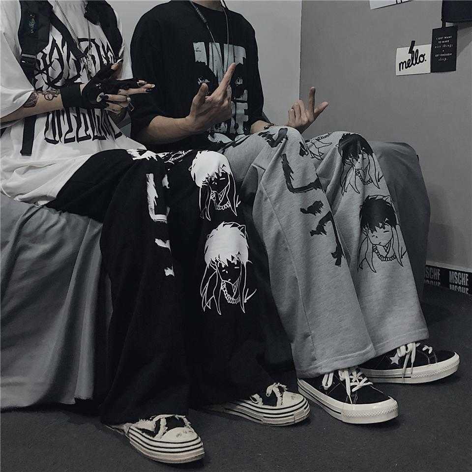 

Harajuku woman pants Japanese pattern hip hop for women wide leg pant men jogger casual Oversize 210608