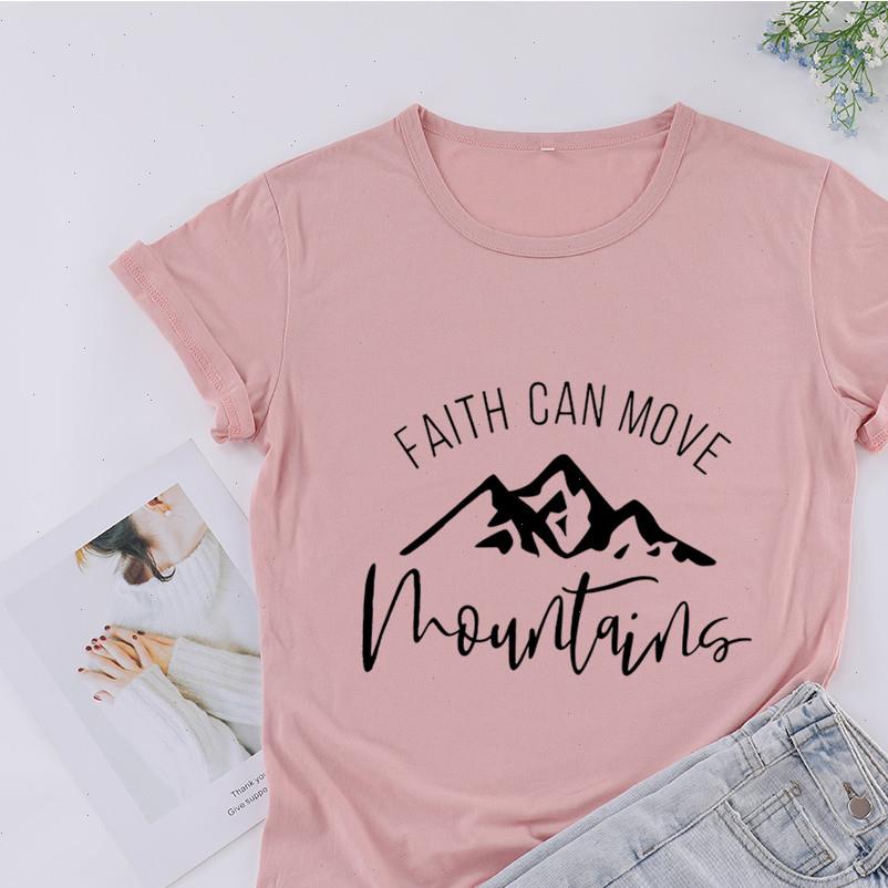 

christian faith womens t shirts can move mountains ian black cotton casual funny fashion short sleeve tee for ladies, White
