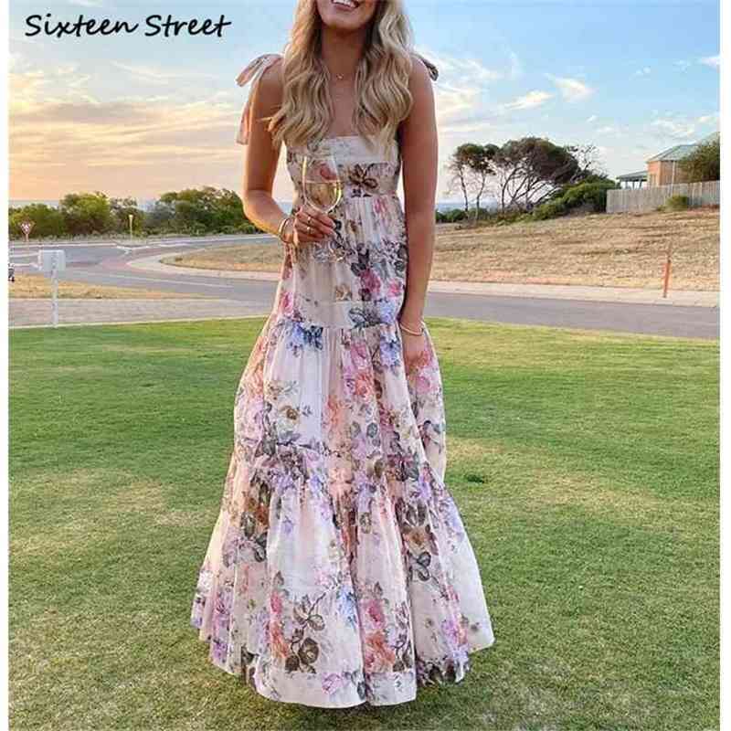 

Vintage Spaghetti Strap Dresses Woman Slim High Waist Sleeveless Clothing Lady Slash Printed Runway Party Summer Dress Female 210603, Picture color