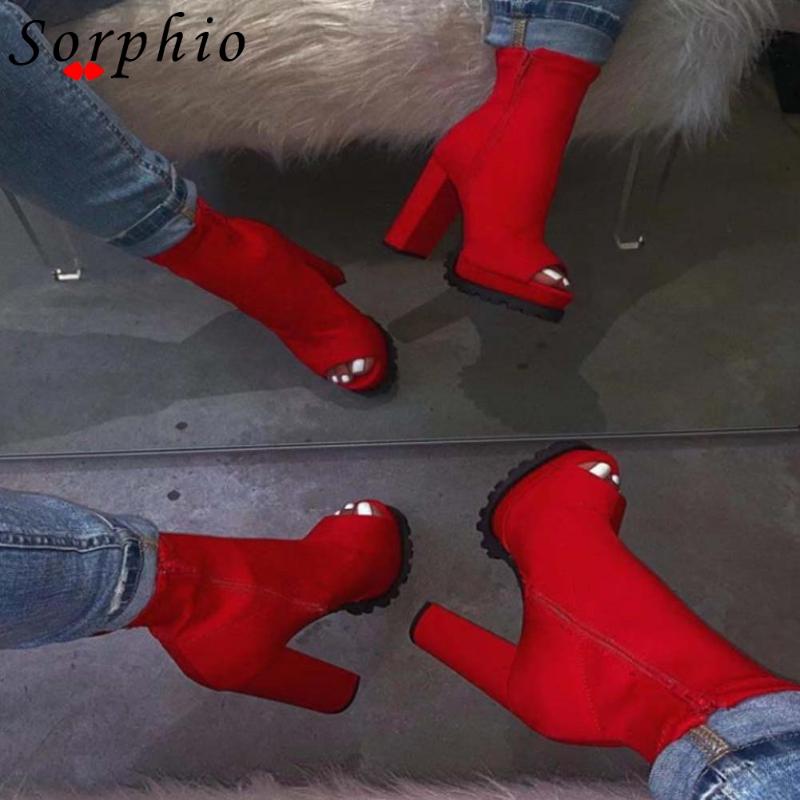 

Boots Sorphio 2021 Ins Girl Women Shoes Fishmouth Zipper Block Heel Platform Mixed Color Summer, Black