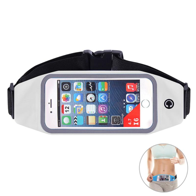 

4.7" Running Belt Pouch Water Resistant Reflective Zipper Fanny Waist Pack For Workout Fitness Men (White) Outdoor Bags