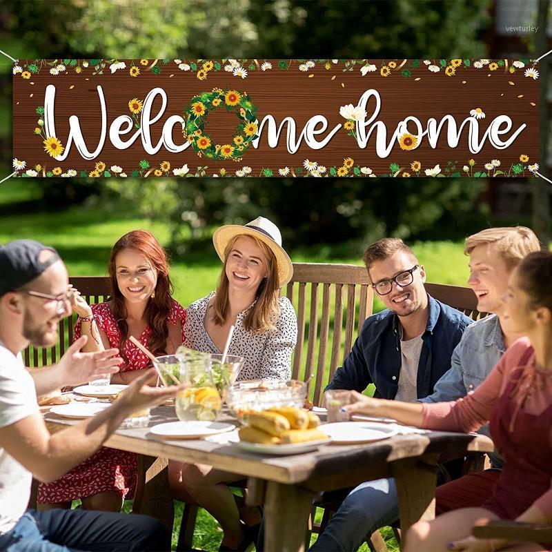 

Party Decoration Welcome Home Banner Back Yard Sign Sunflower Baby Garland Hanging Backdrop For