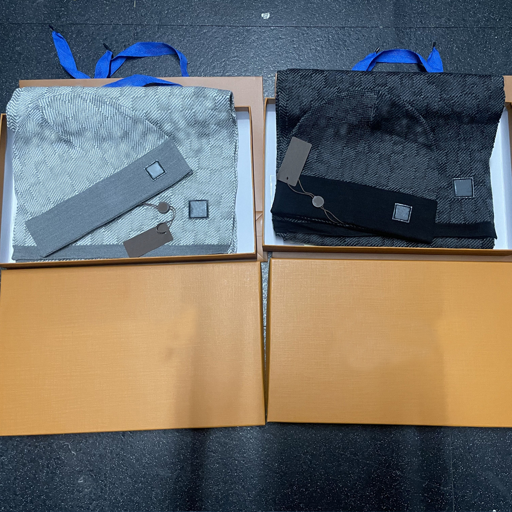 

2021 Designer Women mens knitted Scarf and Hat Set Winter Warm Hats scarves Beanie for men