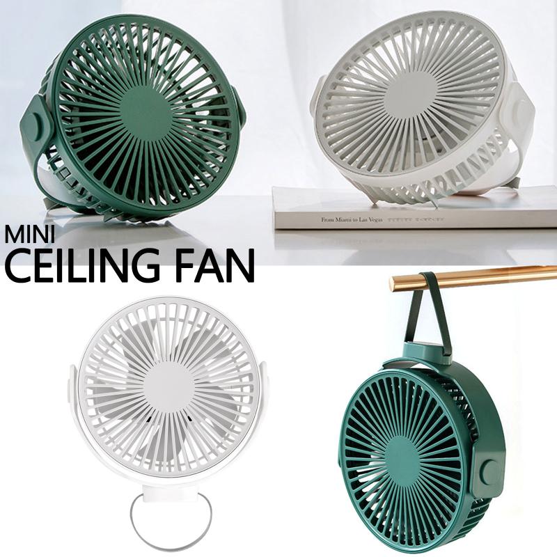 

Electric Fans Portable Mini Ceiling Fan Desktop USB Rechargeable Fourth Gears Outdoor Tent Wind For Home Office Dormitory Bedroom