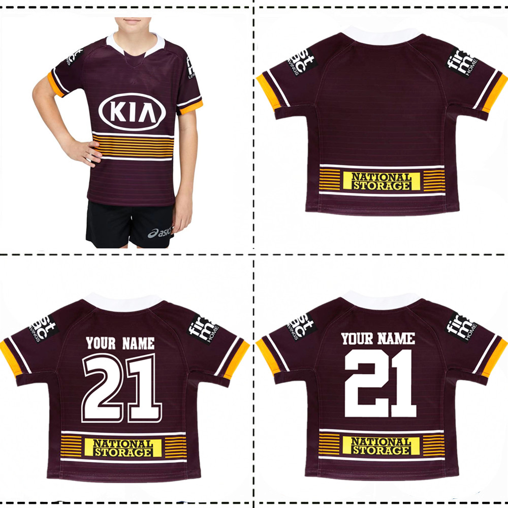 

BRISBANE BRONCO 2021 KIDS HOME RUGBY JERSEY 2021 KIDS HOME JERSEY size:16----26, Black