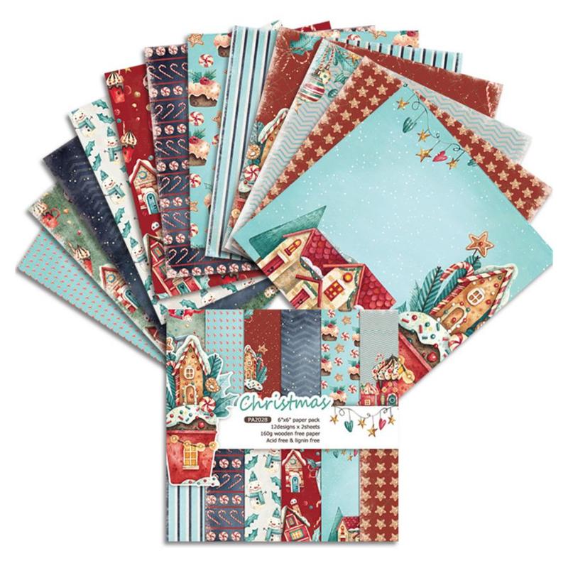 

Gift Wrap 24 Sheets Scrapbooking Material Background Po Mixture Scrapbook Patterned Paper Pack Handmade Craft 15.2*15.2cm