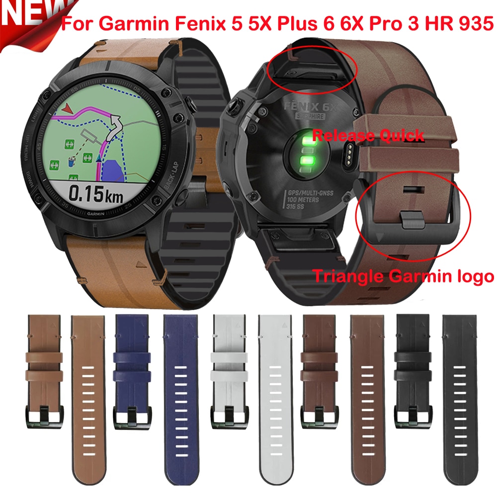 CFenix6 Wrist Band 22 26mm Quick Fit Silicone+Leather WatchBand Strap For Garmin Fenix5 6 6X Pro/5X Plus/Forerunner 935 Bracelet-image-689147092