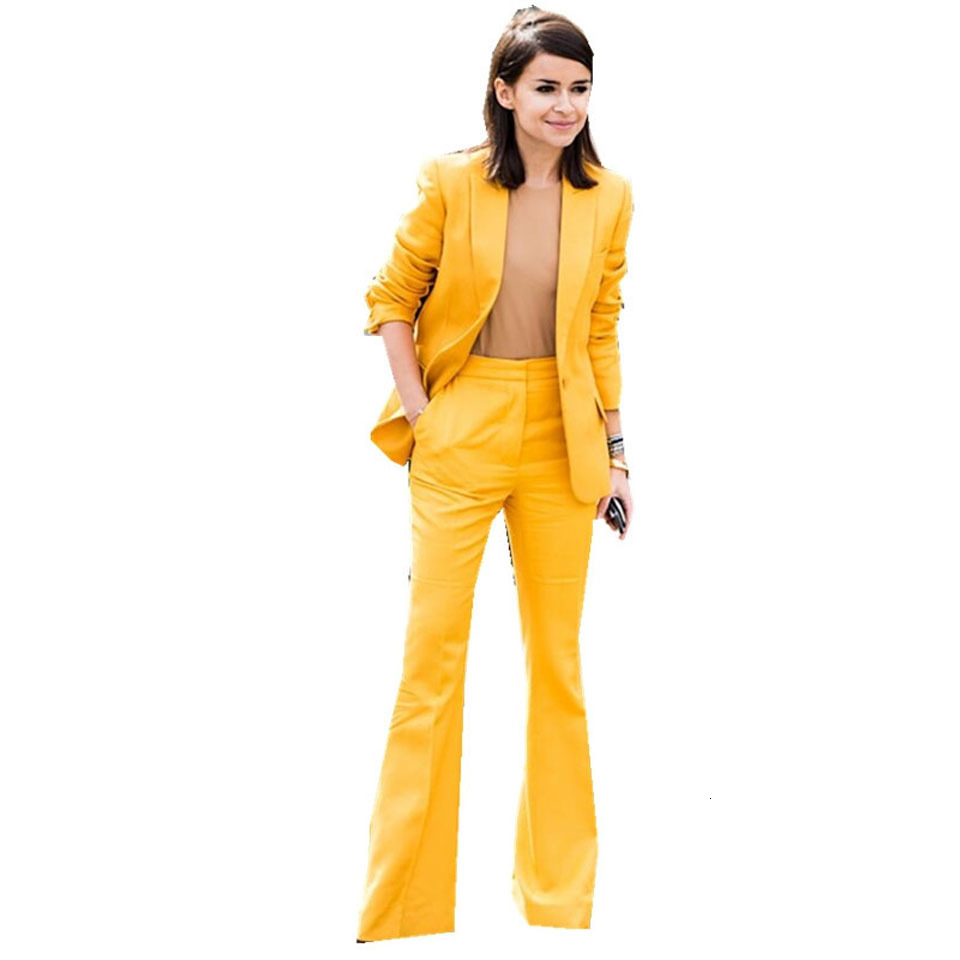 

Women's Suits & Blazers Personalized as yellow 2-piece joint (jacket + vest) elegant female pants ladies'business formal office suits, Picture style.