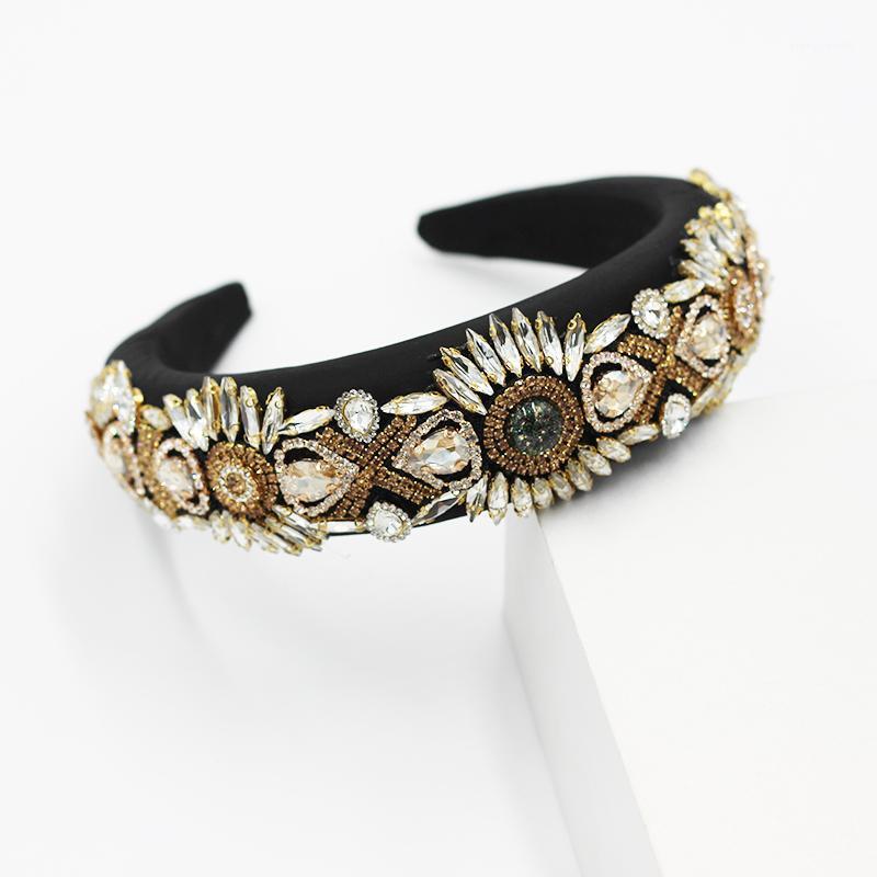 

Hair Clips & Barrettes Wide-sided Fashion Retro Style Accessories Baroque Sponge Headband With Rhinestones Geometric 824, Golden;silver