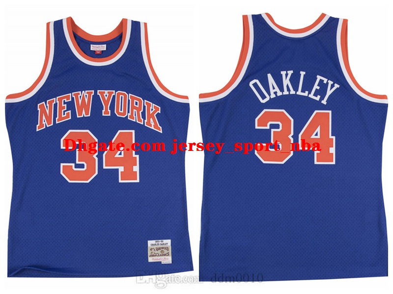 

Men Swingman Jersey New York Road 1991-92 Charles Oakley, Black;red