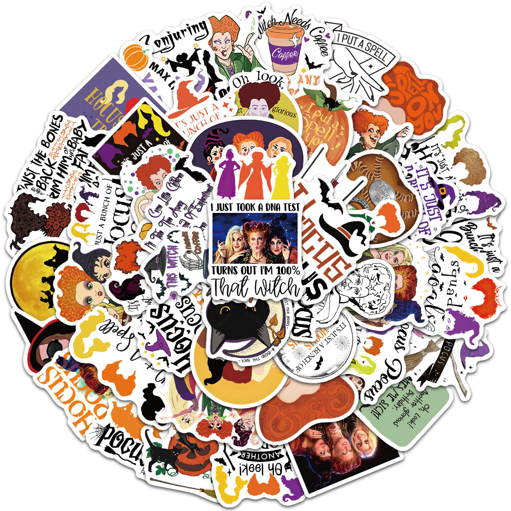 

50 PCS Mixed Graffiti skateboard Stickers Hocus Movie Witch For Car Laptop Fridge Helmet Pad Bicycle Bike Motorcycle PS4 book Guitar Pvc Decal, Multi colors