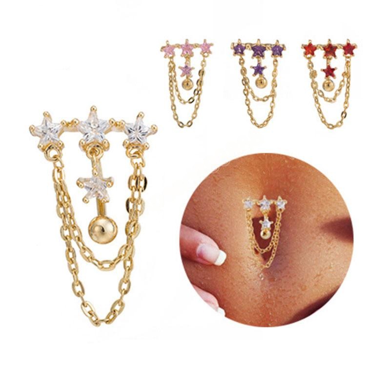 

Luxury Navel & Bell Button Rings Fashion Jewelry Body Piercing Hot Star Tassel Dangle belly Ring