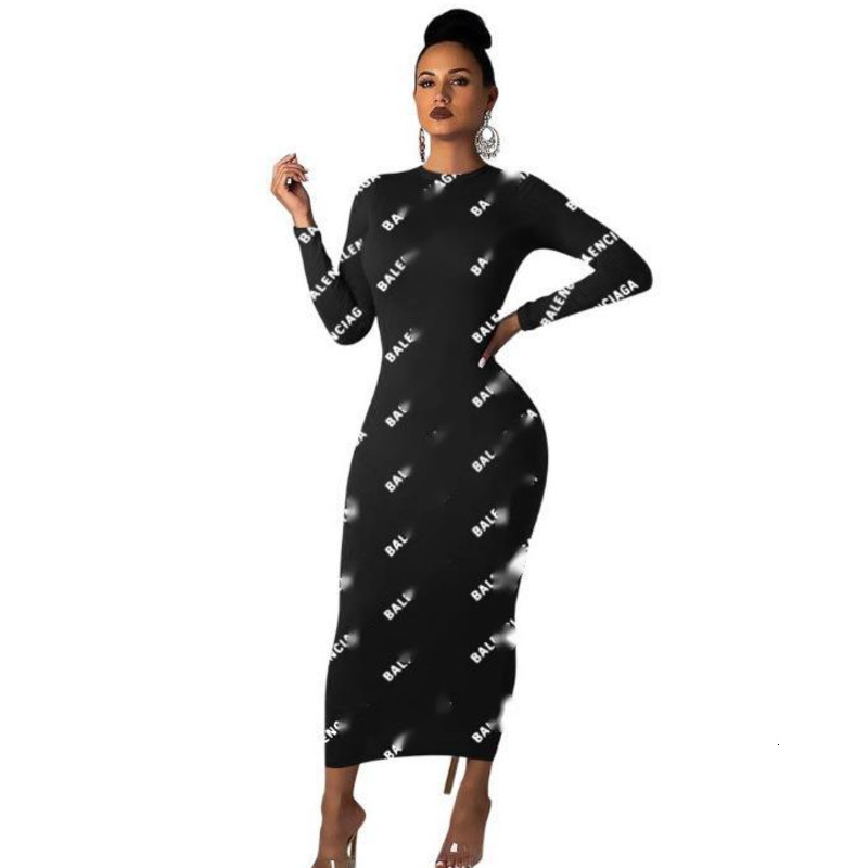 

Cy9008 women's long dress personalized letter printing plus size dress